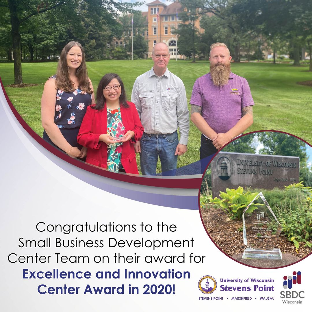 Congratulations to the SBDC at UW-Stevens Point for winning a center of excellence and innovation award in 2020