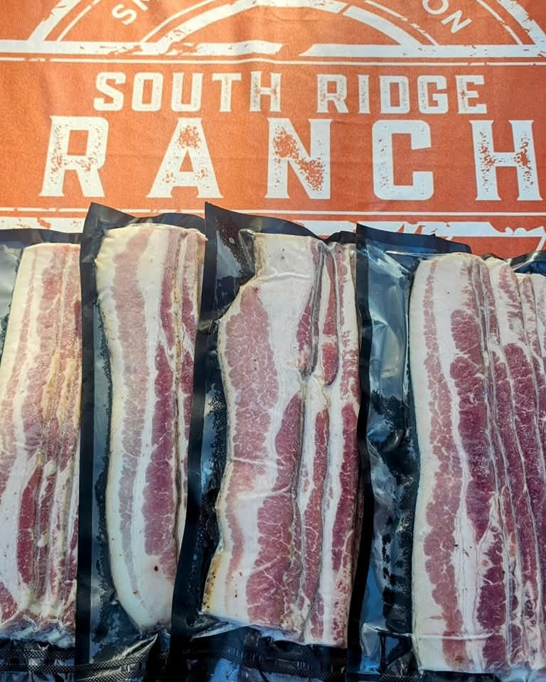 bacon with packaging text "South Ridge Ranch"