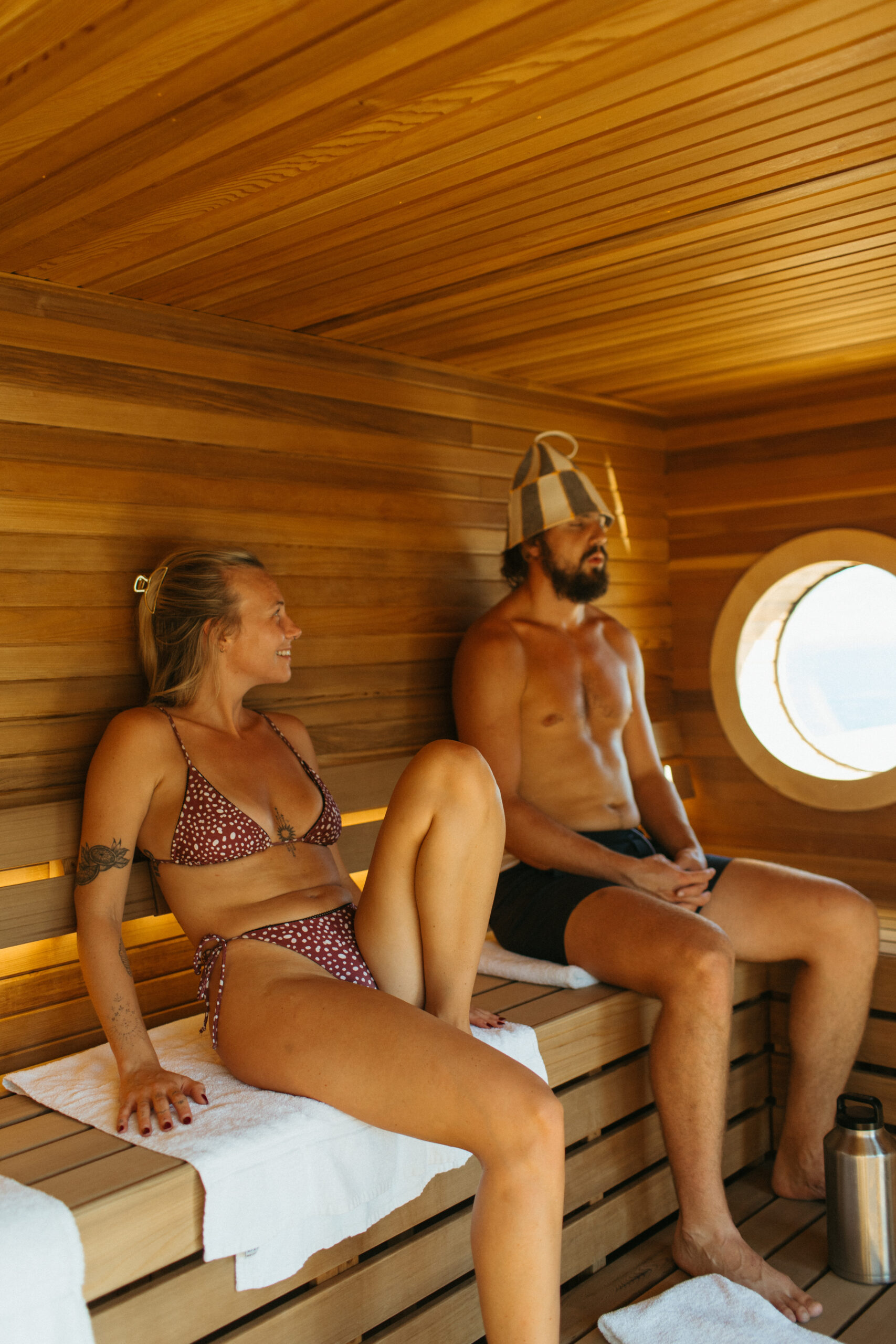 patrons enjoying the sauna